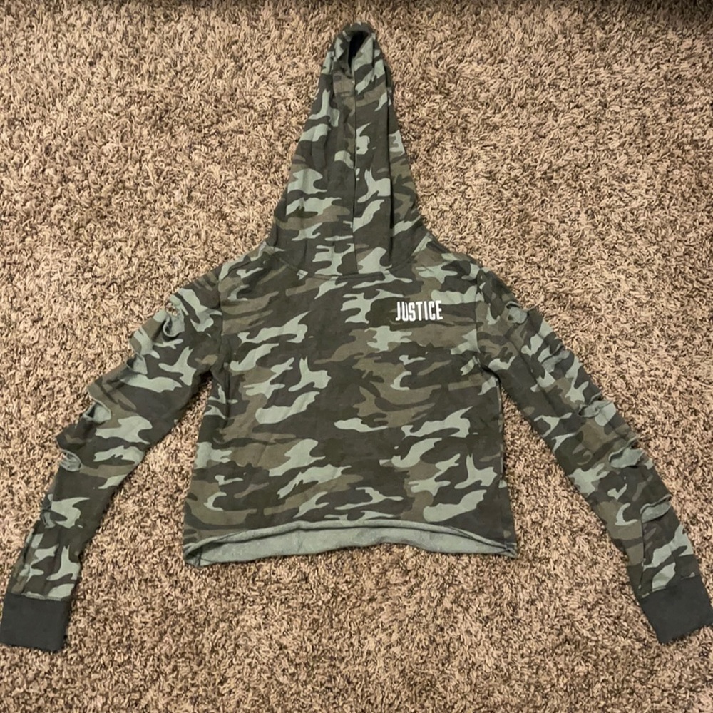 Justice camo cropped hoodie